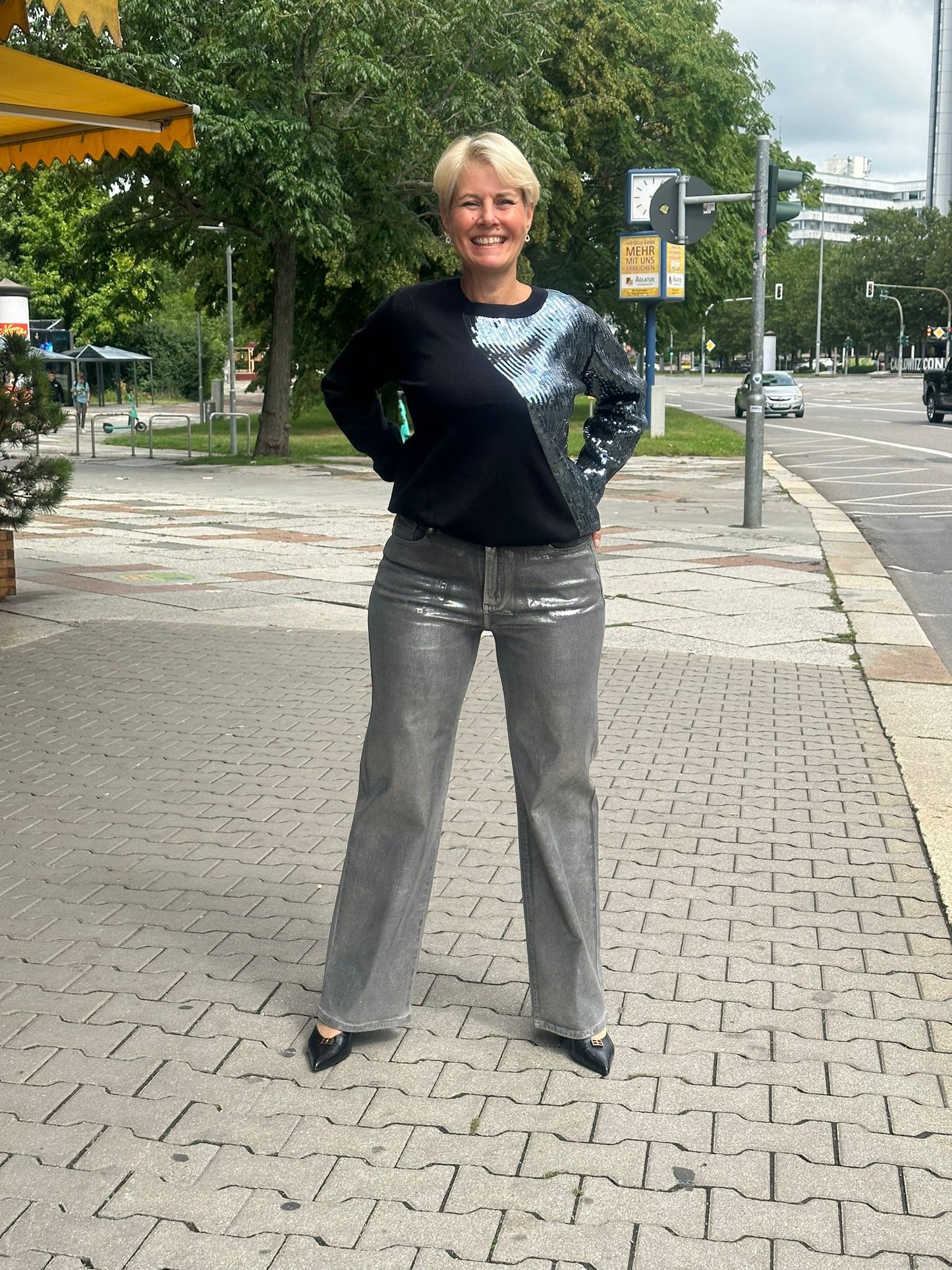 Hose Silber Jeans