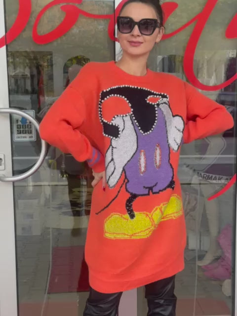 Strick Kleid mit Strass