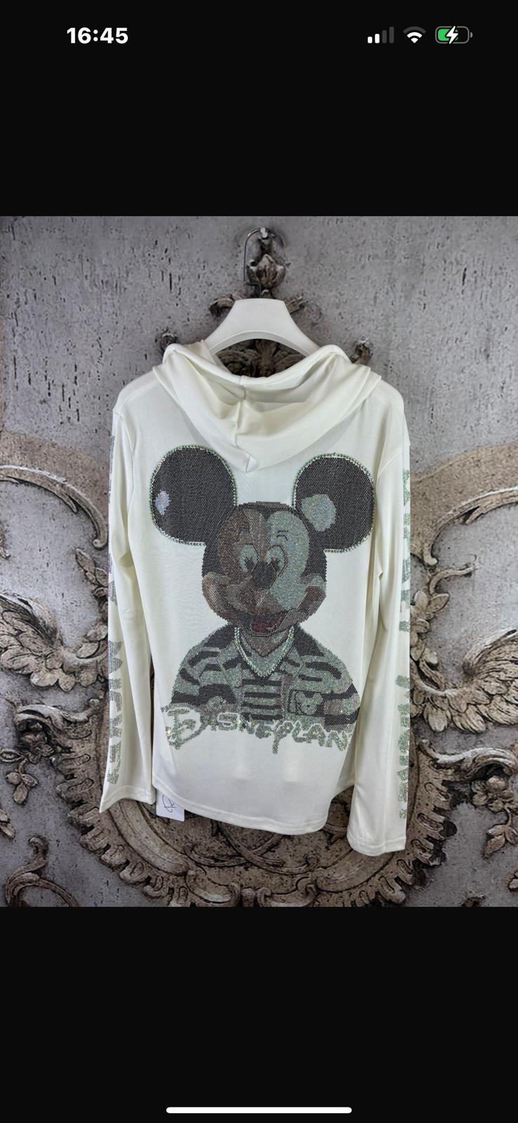 Weiße Langarmshirts mit Strassdesigns