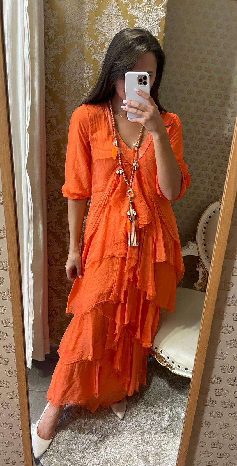 Kleid mit Glitzer aus Seide